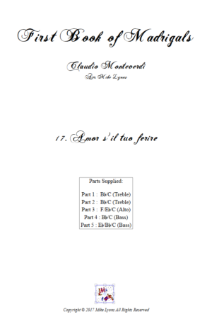 Flexi Quintet Monteverdi, 1st Book of Madrigals 1. – 17. Amor S’il Tuo Ferire.