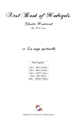 Flexi Quintet Monteverdi, 1st Book of Madrigals 1. – 16. La Vaga Pastorella