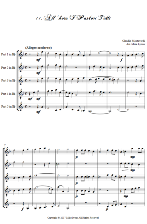 Flexi Quintet Monteverdi, 1st Book of Madrigals 1. – 11. All’ Hora i Pastori Tutti
