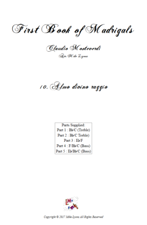 Flexi Quintet Monteverdi, 1st Book of Madrigals 1. – 10. Almo divino raggio
