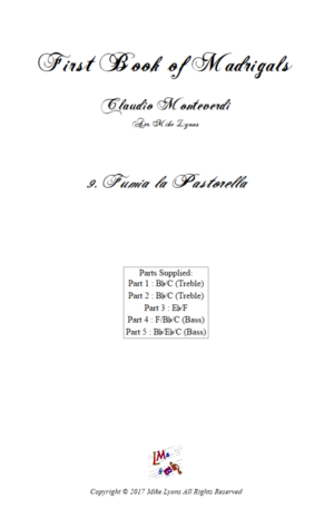 Flexi Quintet Monteverdi, 1st Book of Madrigals 1. – 9. Fumia la Pastorella