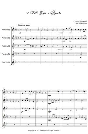 Flexi Quintet Monteverdi, 1st Book of Madrigals 1. – 7. Filli Cara e Amata.