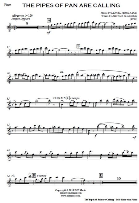276 The Pipes of Pan Are Calling Flute Solo with Piano SAMPLE page 06
