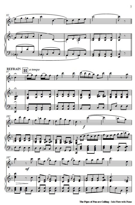 276 The Pipes of Pan Are Calling Flute Solo with Piano SAMPLE page 05