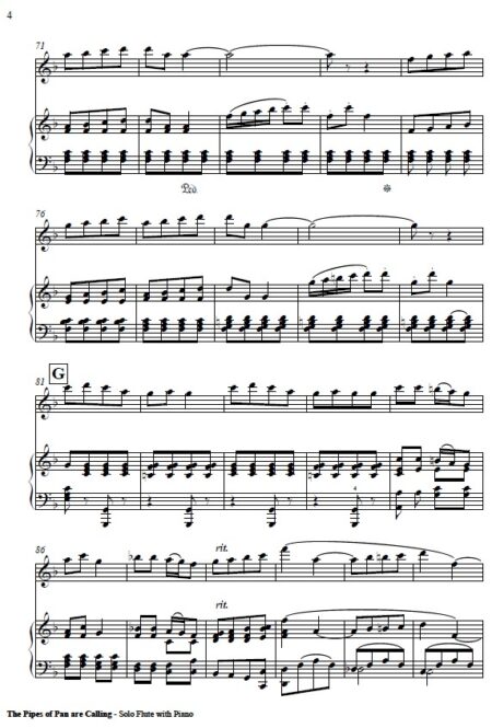 276 The Pipes of Pan Are Calling Flute Solo with Piano SAMPLE page 04