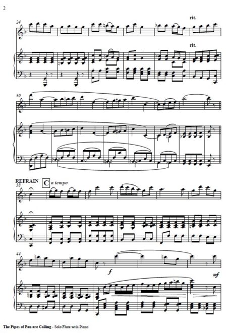 276 The Pipes of Pan Are Calling Flute Solo with Piano SAMPLE page 02