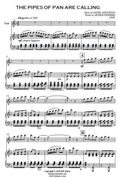 276 The Pipes of Pan Are Calling Flute Solo with Piano SAMPLE page 01