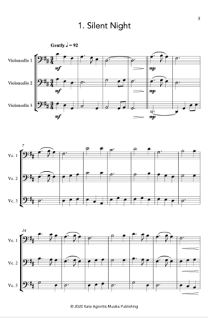 Carols for Three – 15 Carols for Cello Trio