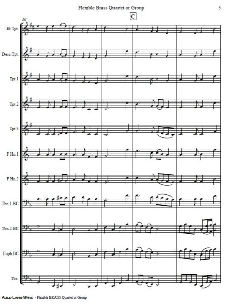 373 v2 Auld Lang Syne Flexible Brass Quartet or Group SAMPLE page 03