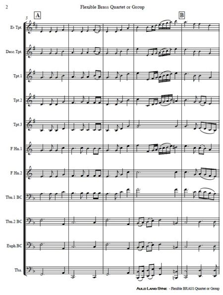 373 v2 Auld Lang Syne Flexible Brass Quartet or Group SAMPLE page 02