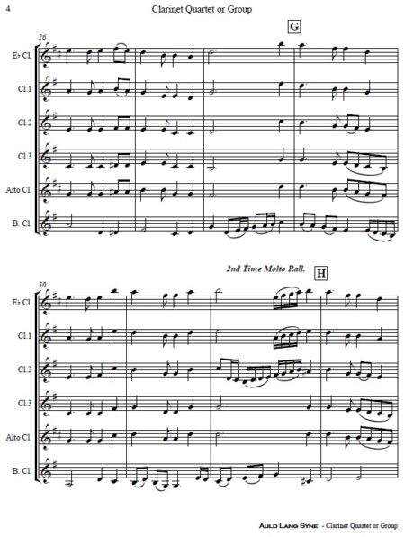 372 Auld Lang Syne Clarinet Quartet or Group SAMPLE page 04