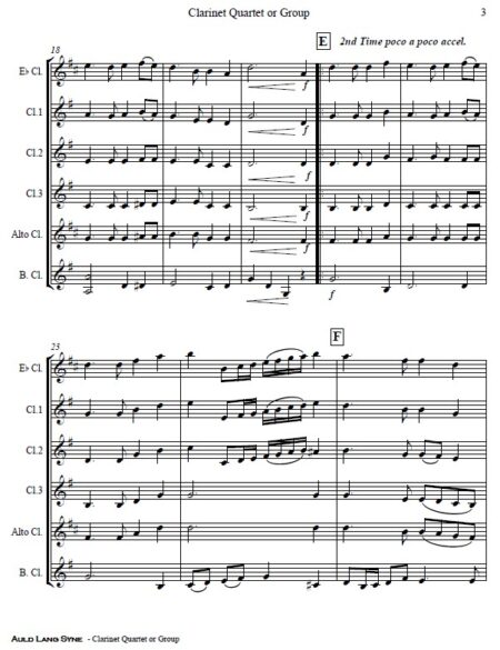 372 Auld Lang Syne Clarinet Quartet or Group SAMPLE page 03