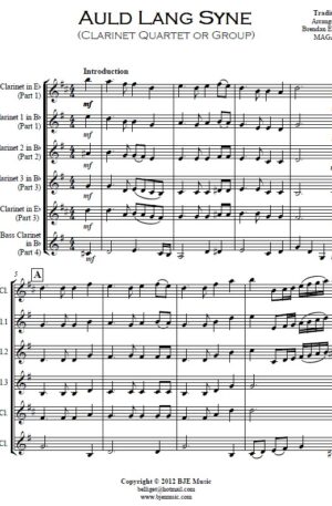 Auld Lang Syne – Clarinet Quartet or Group