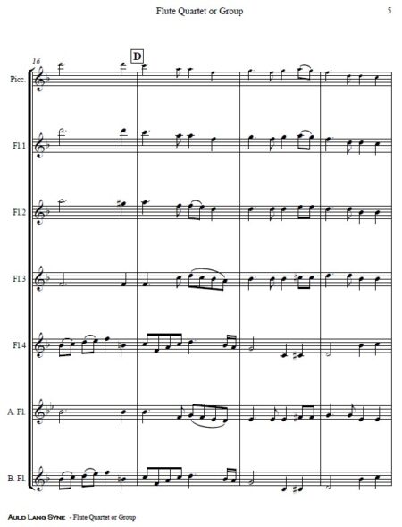 375 Auld Lang Syne Flute Quartet or Group SAMPLE page 05