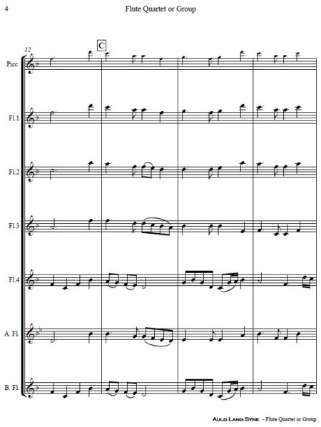 375 Auld Lang Syne Flute Quartet or Group SAMPLE page 04