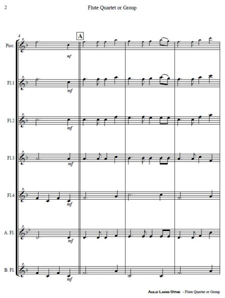 375 Auld Lang Syne Flute Quartet or Group SAMPLE page 02