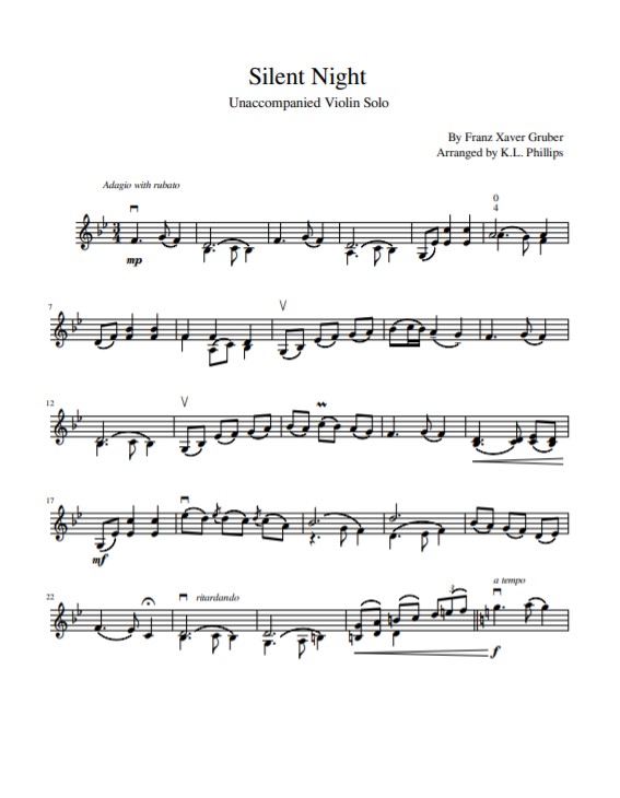 violin sheet music for beginners silent night