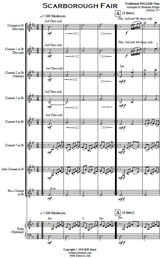 Scarborough fair  Sheet music, Clarinet sheet music, Clarinet music