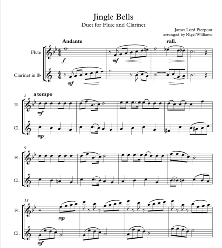 Jingle Bells, Duet for Flute and Clarinet