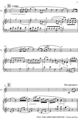 Still The Lark Finds Repose – Solo Clarinet and Piano