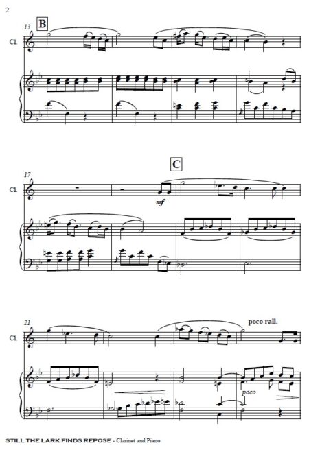 178 Still The Lark Finds Repose Solo Clarinet and Piano SAMPLE page 03