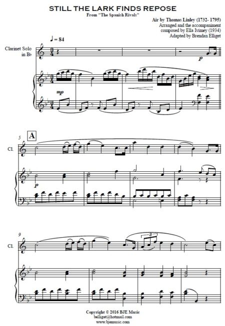 178 Still The Lark Finds Repose Solo Clarinet and Piano SAMPLE page 02