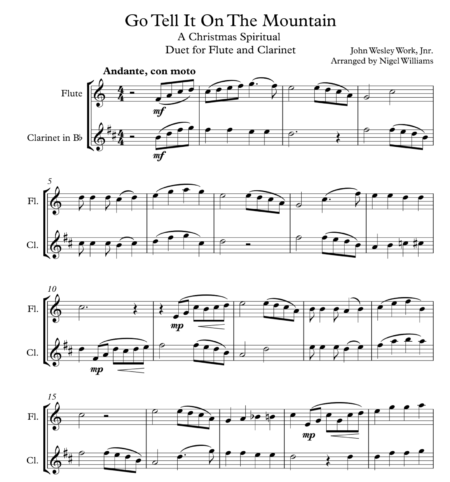 Go Tell It On The Mountain, Duet for Flute and Clarinet