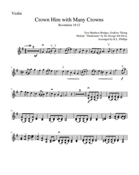 Crown Him with Many Crowns Violin Solo with Piano Accompaniment sample page 3