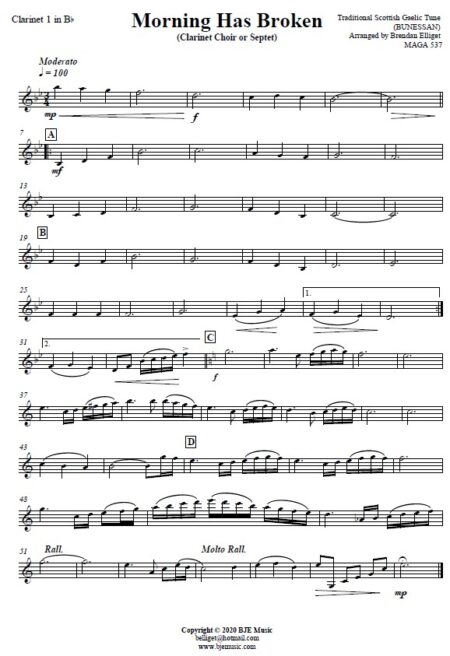 497 Morning Has Broken Clarinet Choir SAMPLE page 04