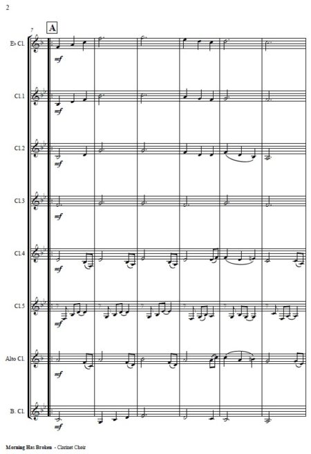 497 Morning Has Broken Clarinet Choir SAMPLE page 02