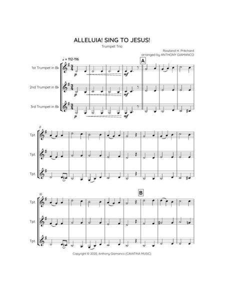 ALLELUIA SING TO JESUS trumpet trio 1