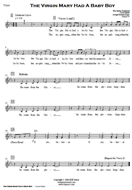 191 The Virgin Mary Had A Baby Boy Concert Band SAMPLE page 05