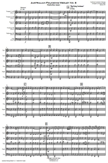 493 Australian Folksong Medley No 6 Flexible Brass Quintet SAMPLE page 01