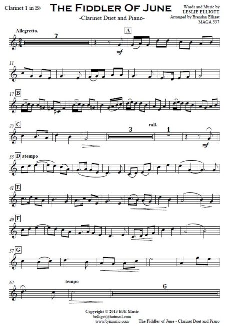 491 The Fiddler of June Clarinet Duet with Piano SAMPLE page 04