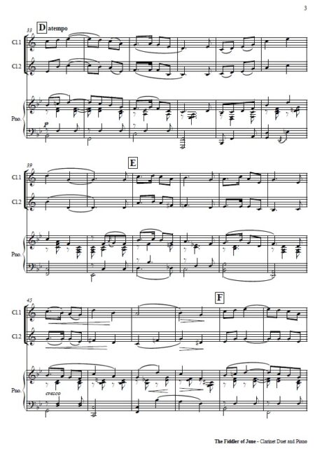 491 The Fiddler of June Clarinet Duet with Piano SAMPLE page 03