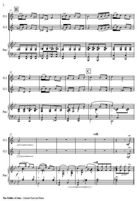 491 The Fiddler of June Clarinet Duet with Piano SAMPLE page 02