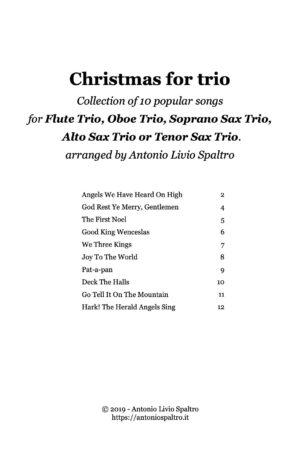 Christmas Carols for Flute Trio (Oboe Trio or Sax Trio)