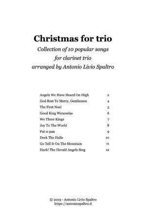 Christmas Carols for Clarinet Trio