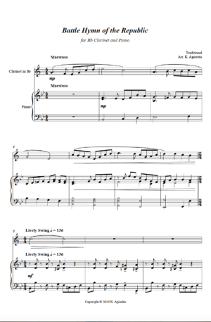 Battle Hymn of the Republic – Jazz Arrangement – Clarinet and Piano