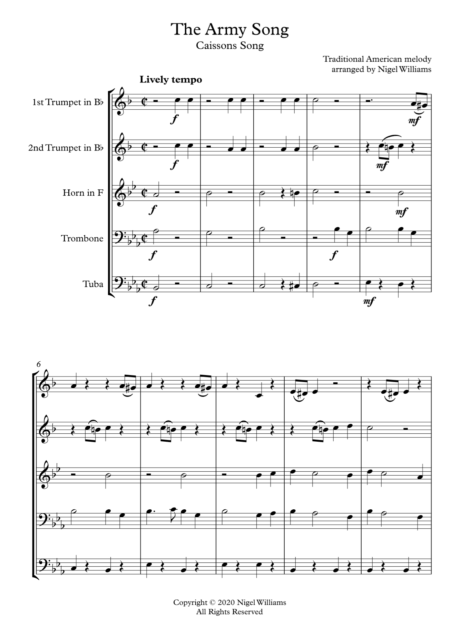 The Army Song, for Brass Quintet