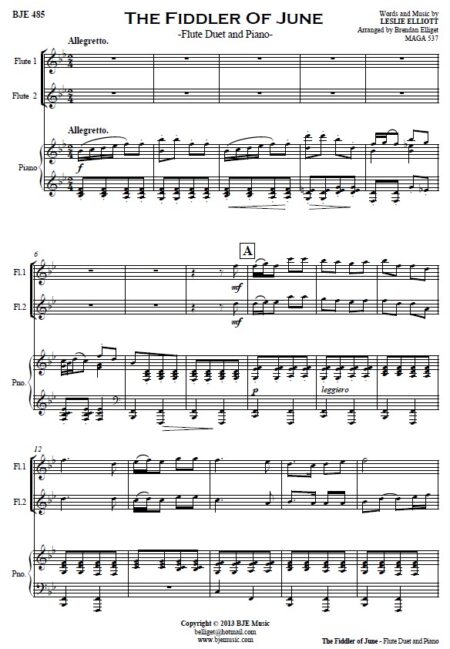 483 The Fiddler of June Flute Duet and Piano SAMPLE page 01