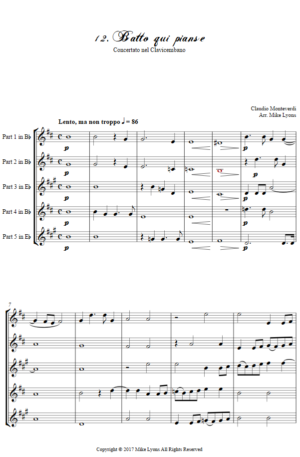 Flexi Quintet – Monteverdi, 6th Book of Madrigals (1614) – 12. Batto qui pianse