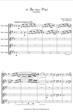 Flexi Quintet – Monteverdi, 6th Book of Madrigals (1614) – 10. Qui rise Tirsi