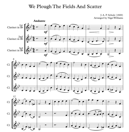 We Plough The Fields And Scatter, for Clarinet Trio