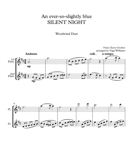 An ever-so-slightly blue SILENT NIGHT, for Flute Duet