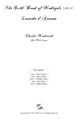 Flexi Quintet – Monteverdi, 6th Book of Madrigals (1614) – Lamento d’Arianna