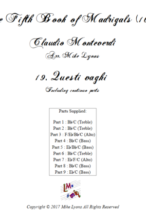 Flexi Quintet – Monteverdi, 5th Book of Madrigals (1605) – 19. Questi vaghi