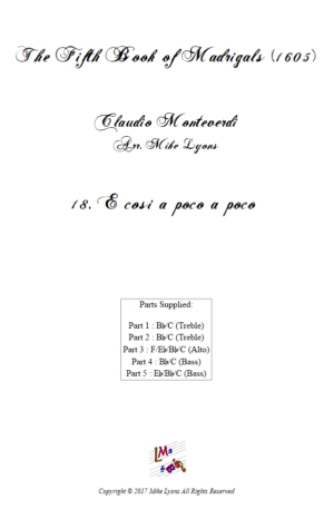Flexi Quintet – Monteverdi, 5th Book of Madrigals (1605) – 18. E cosi a poco a poco