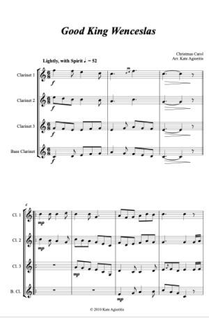 Good King Wenceslas – for Clarinet Quartet