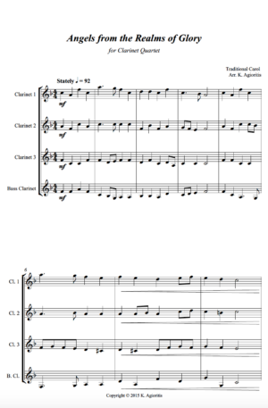 Angels from the Realms of Glory – Jazz Carol for Clarinet Quartet